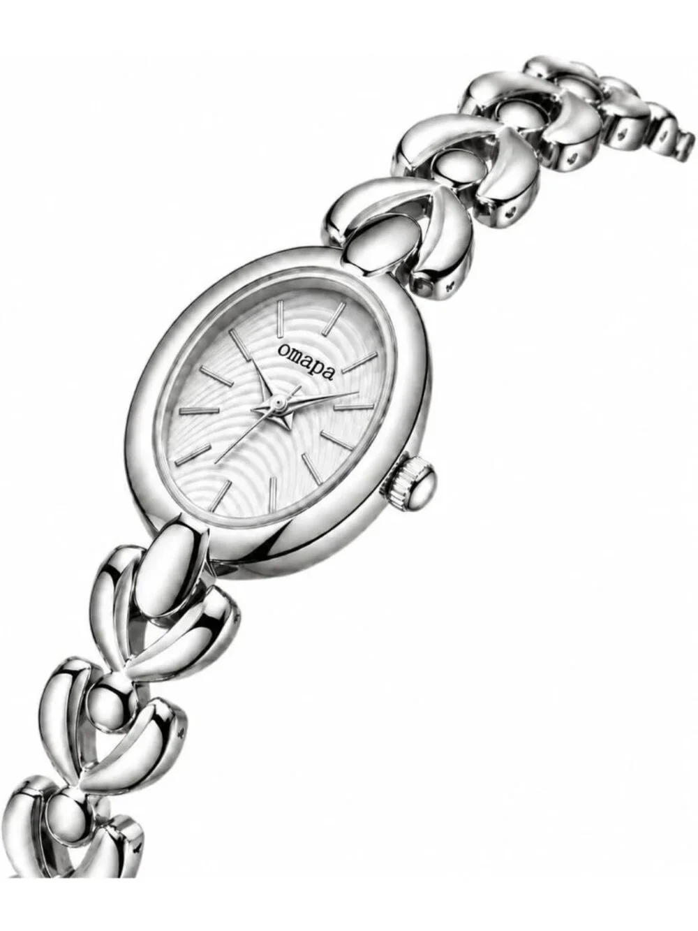 Women's Silver Dainty Oval Adjustable Bracelet Vintage Stylish Dress Wrist Watch